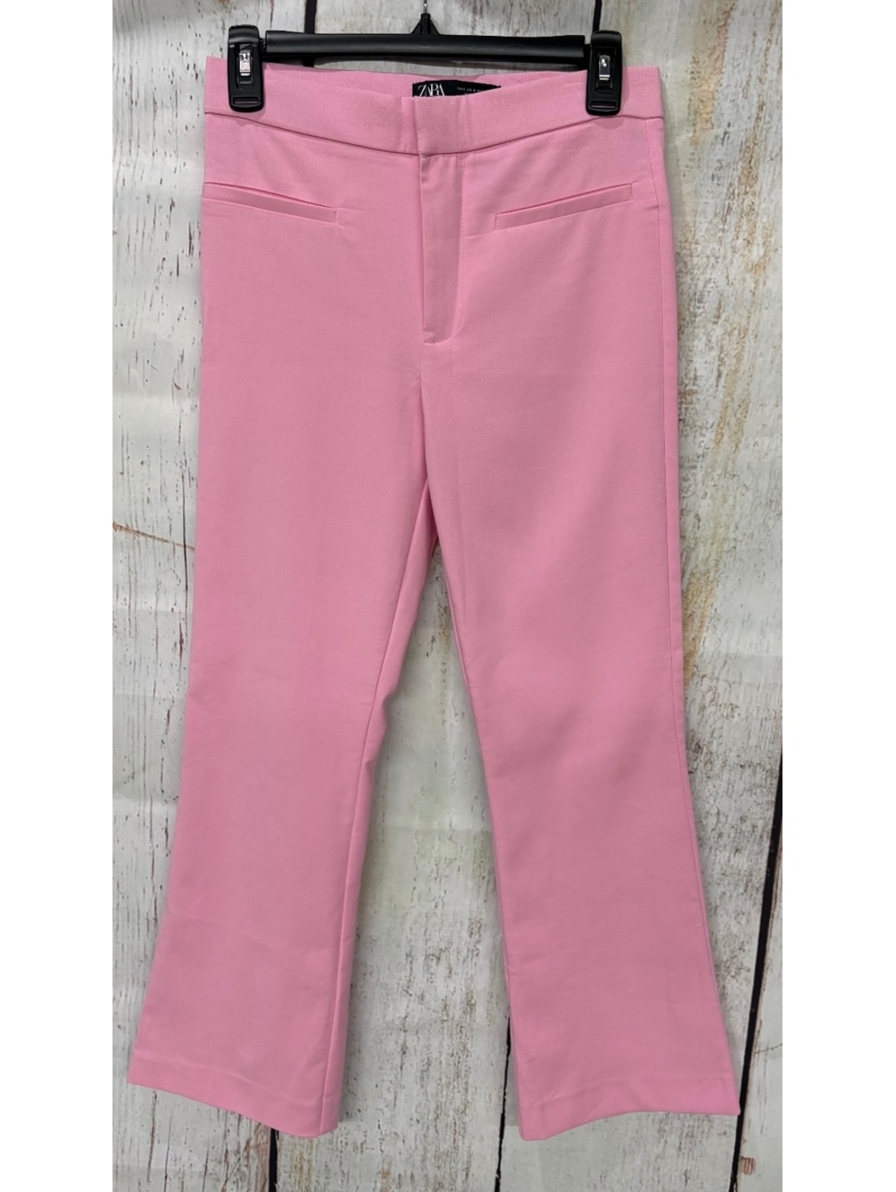 ZARA Bubble Gum Pink High Waisted Mini Flare Cropped Trousers Size S